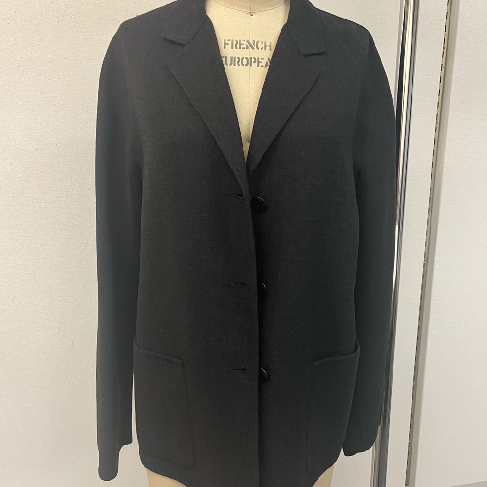 Max Mara wool plus Lycra grey blazer three buttons double pocket size 12 maxmara
